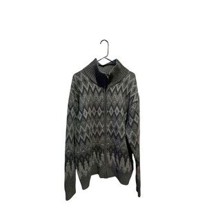 Stetson Men's Aztec Wool Sweater Full Zip XL Gray